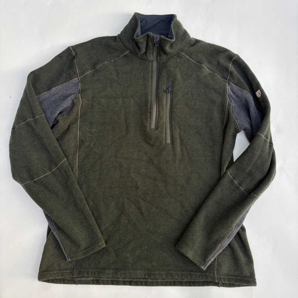 Kuhl Interceptr 1/4 Zip Fleece Pullover Mens XL Green Charcoal Alfpaca Gold
